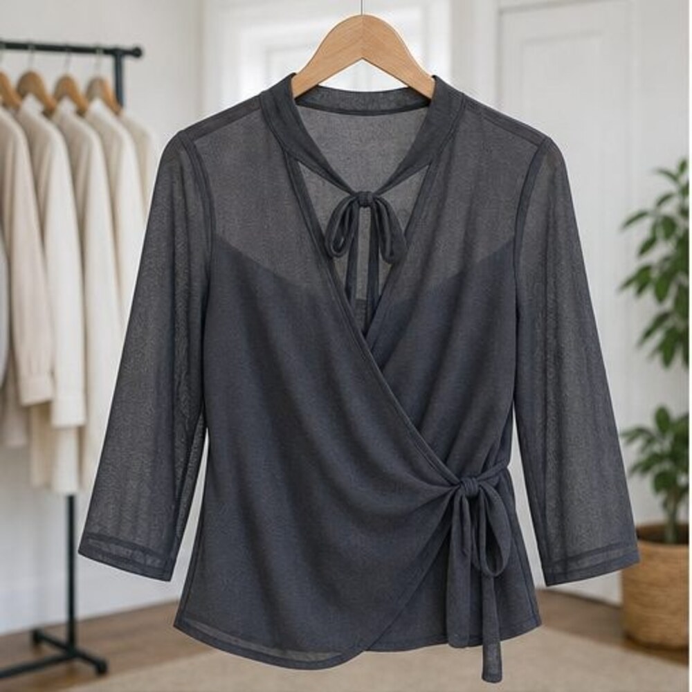 Charcoal V Neck Top